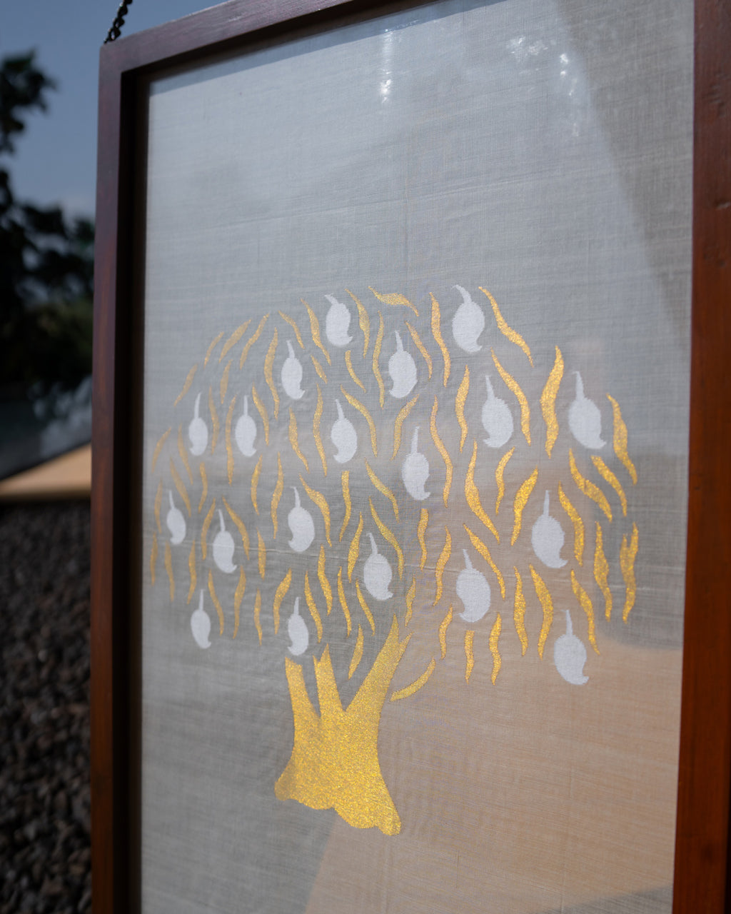 Aamr Shvet Jamdani Fabric Art in Wood