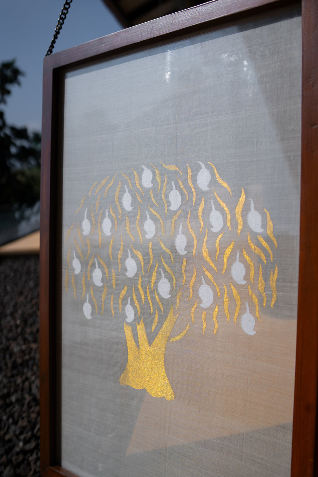 Aamr Shvet Jamdani Fabric Art in Wood