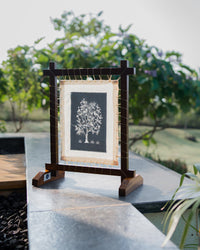 Banyan Fabric Desk Art in Wood