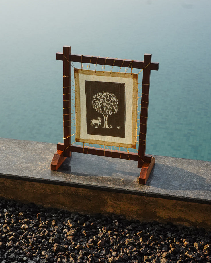 Bargad Fabric Desk Art in Wood