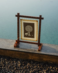 Bargad Fabric Desk Art in Wood