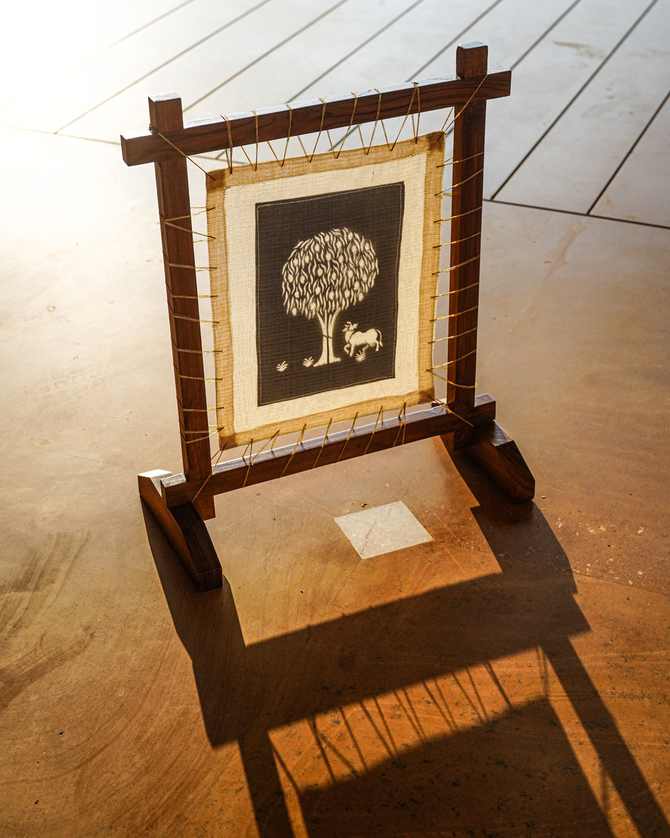 Bargad Fabric Desk Art in Wood