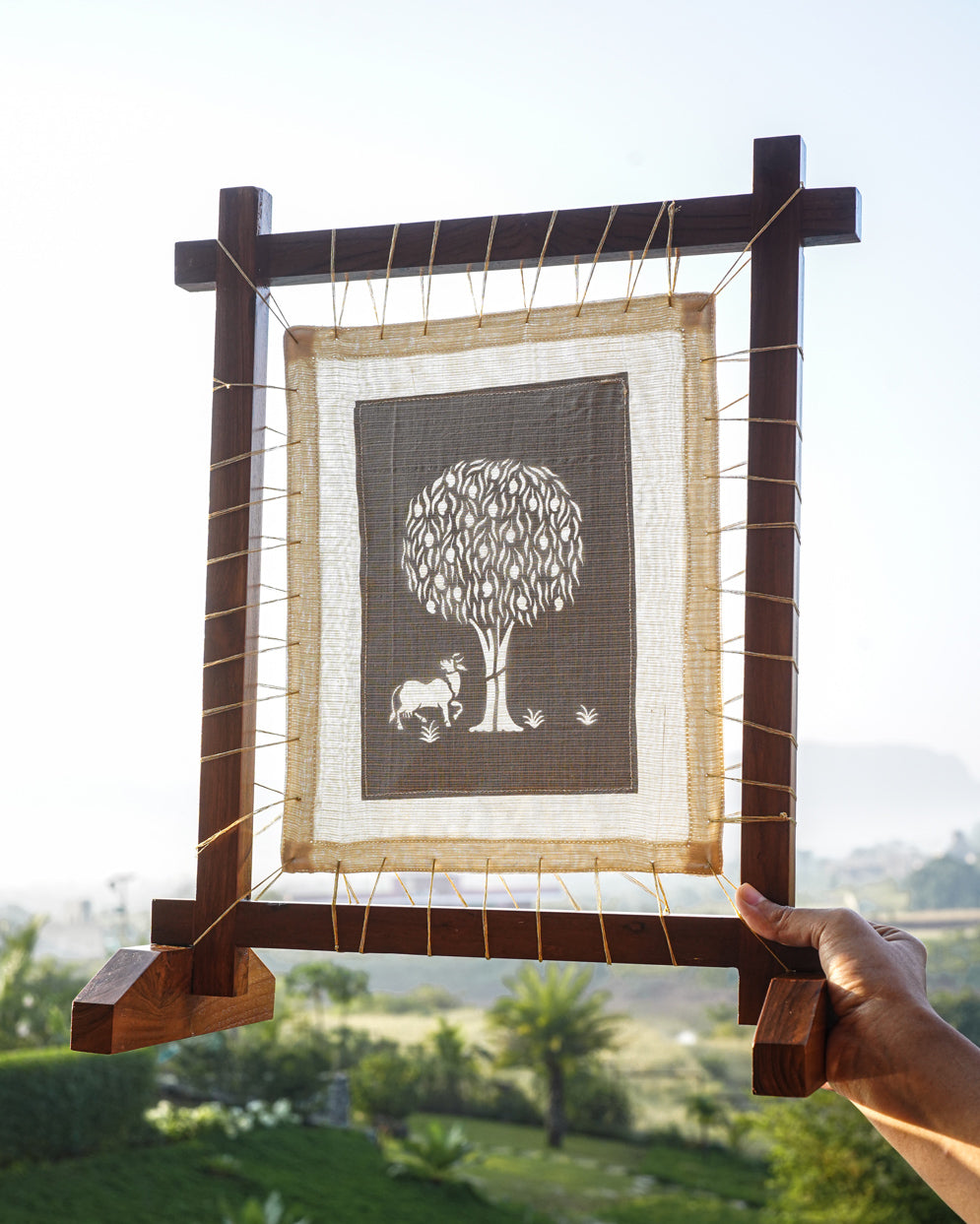 Bargad Fabric Desk Art in Wood