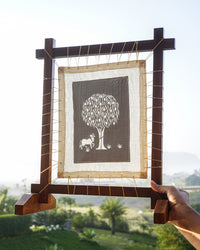 Bargad Fabric Desk Art in Wood