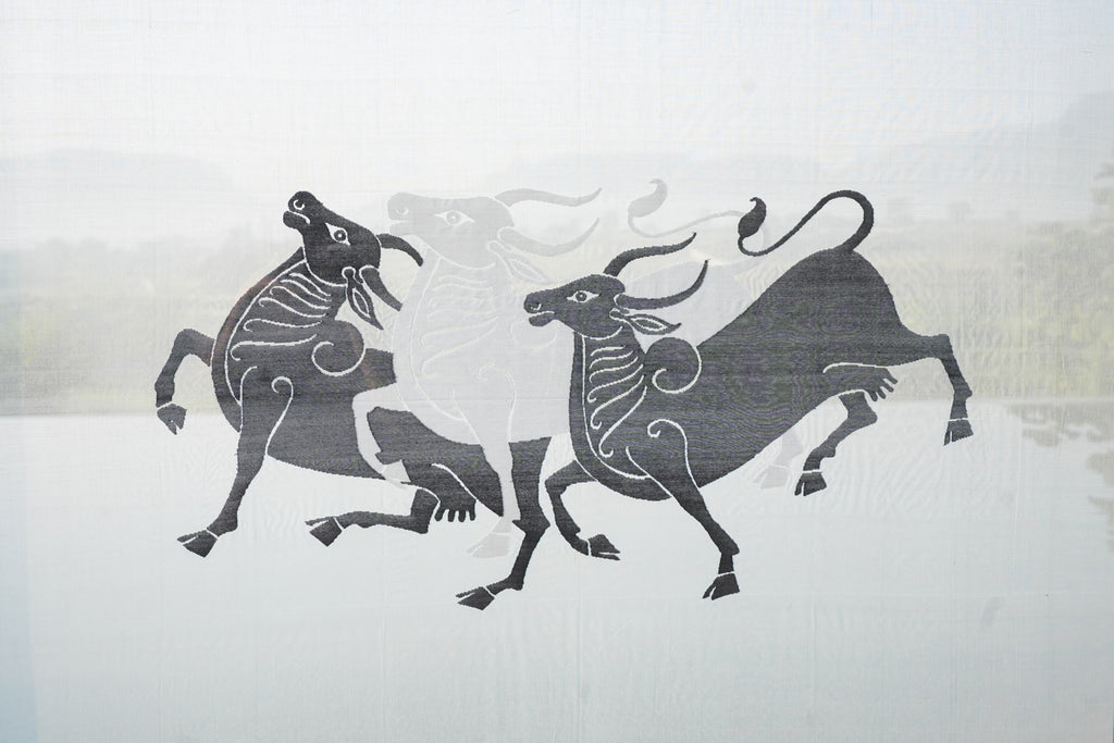 Kamdhenu Jamdani Fabric Art in Wood