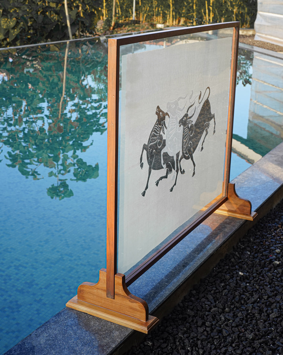 Kamdhenu Jamdani Fabric Art in Wood