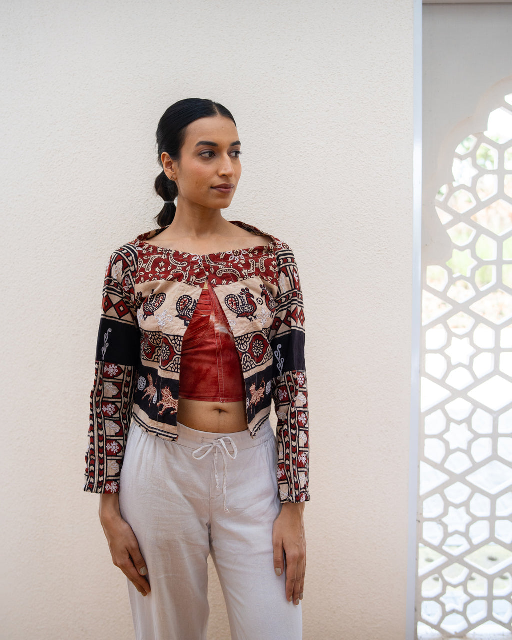 Sherni Embroidered Crop Jacket